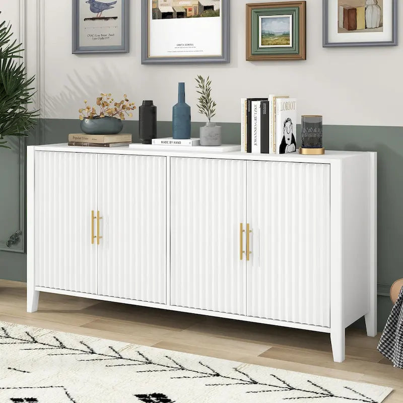 Buffet de rangement Accent, MDF et bois massif, poignées en métal, plateau de 77 kg, expresso/noir/blanc