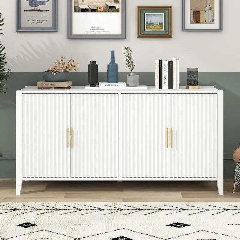 Buffet de rangement Accent, MDF et bois massif, poignées en métal, plateau de 77 kg, expresso/noir/blanc
