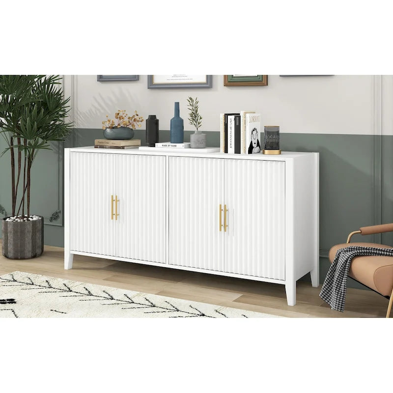 Buffet de rangement Accent, MDF et bois massif, poignées en métal, plateau de 77 kg, expresso/noir/blanc