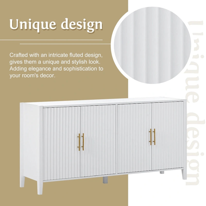 Buffet de rangement Accent, MDF et bois massif, poignées en métal, plateau de 77 kg, expresso/noir/blanc