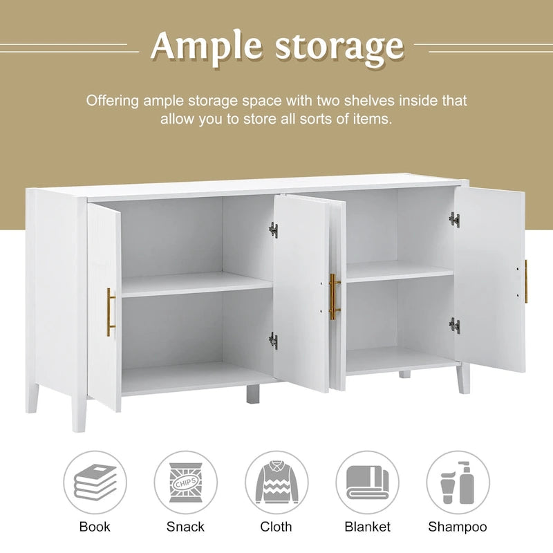 Buffet de rangement Accent, MDF et bois massif, poignées en métal, plateau de 77 kg, expresso/noir/blanc