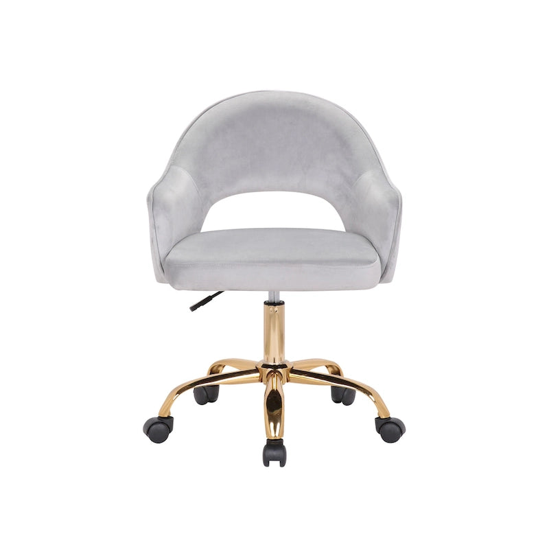 Chaise de bureau pivotante en velours avec pieds dorés chromés, pivotante à 360°, hauteur réglable, capacité de 120 kg, aqua/gris/rose/vert