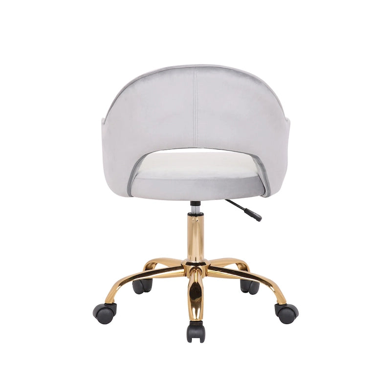 Chaise de bureau pivotante en velours avec pieds dorés chromés, pivotante à 360°, hauteur réglable, capacité de 120 kg, aqua/gris/rose/vert
