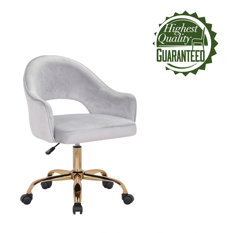 Chaise de bureau pivotante en velours avec pieds dorés chromés, pivotante à 360°, hauteur réglable, capacité de 120 kg, aqua/gris/rose/vert