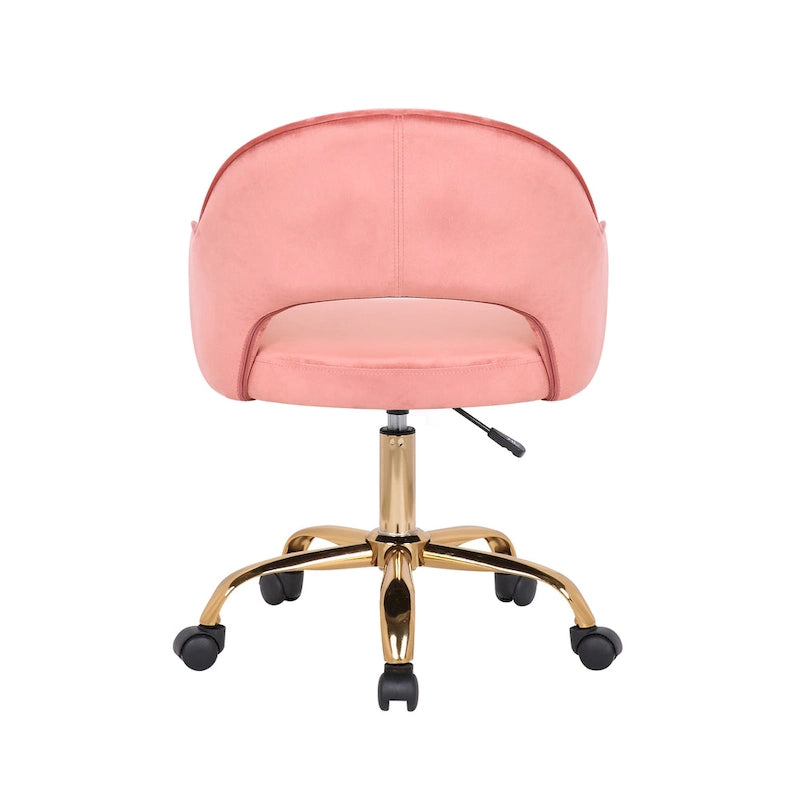 Chaise de bureau pivotante en velours avec pieds dorés chromés, pivotante à 360°, hauteur réglable, capacité de 120 kg, aqua/gris/rose/vert
