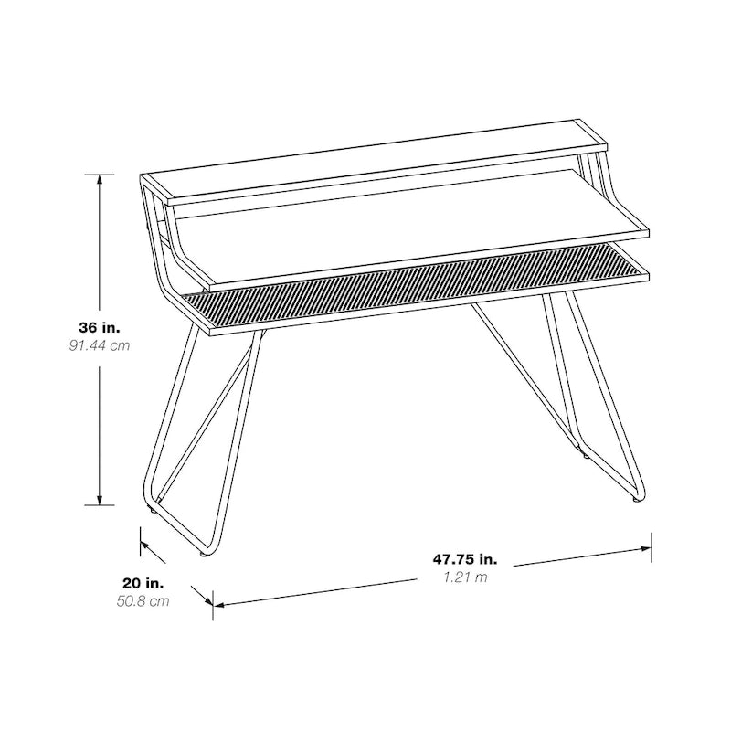 Bureau de jeu de 47,8 pouces pour deux écrans avec lumières LED Bluetooth, hub USB, gestion des câbles, étagère d'accessoires Bleu Noir Rouge