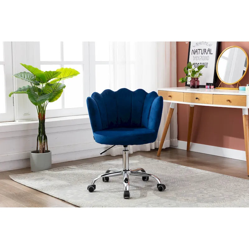 Velvet Swivel Office Chair, Adjustable Height, Ergonomic Tufted Back, Gold Base, 250 lbs, Grey/Pink/Green/Blue