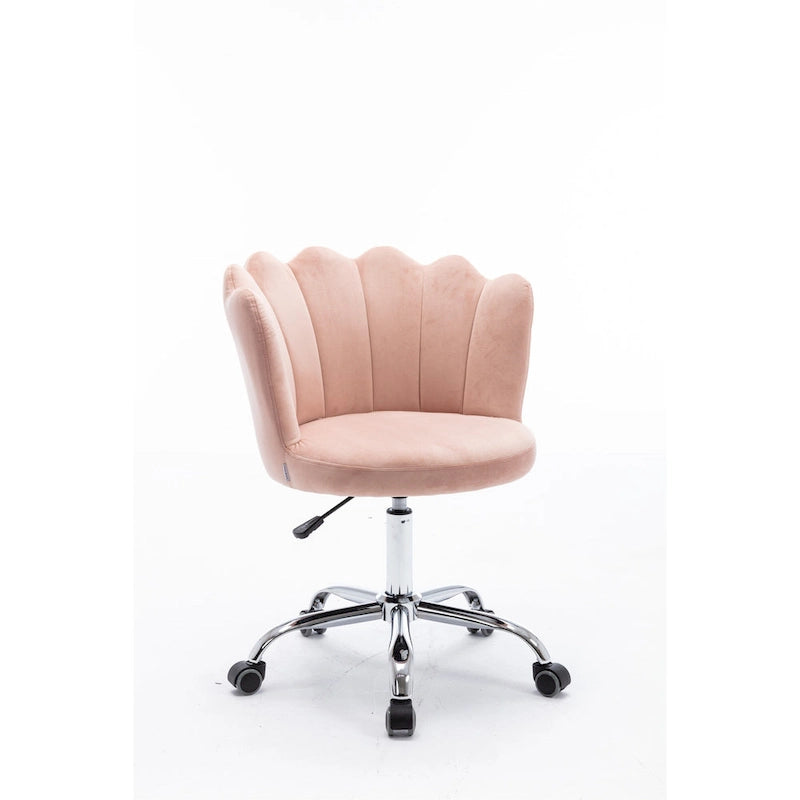 Chaise de bureau pivotante en velours, hauteur réglable, dossier capitonné ergonomique, base dorée, 113 kg, gris/rose/vert/bleu