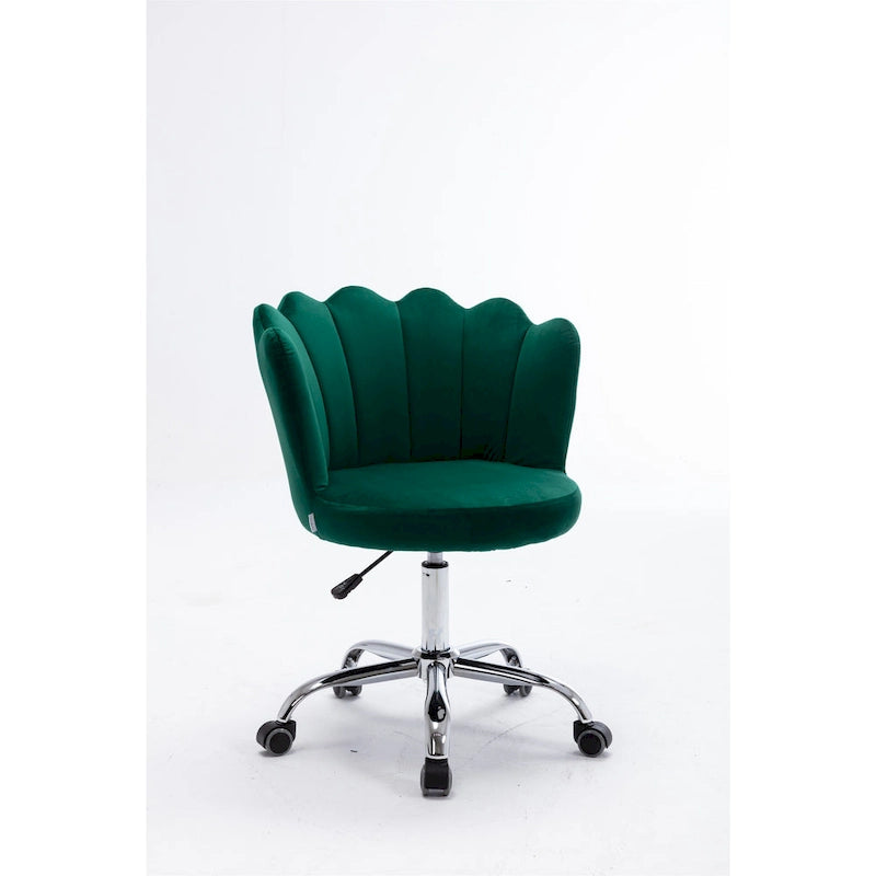 Chaise de bureau pivotante en velours, hauteur réglable, dossier capitonné ergonomique, base dorée, 113 kg, gris/rose/vert/bleu