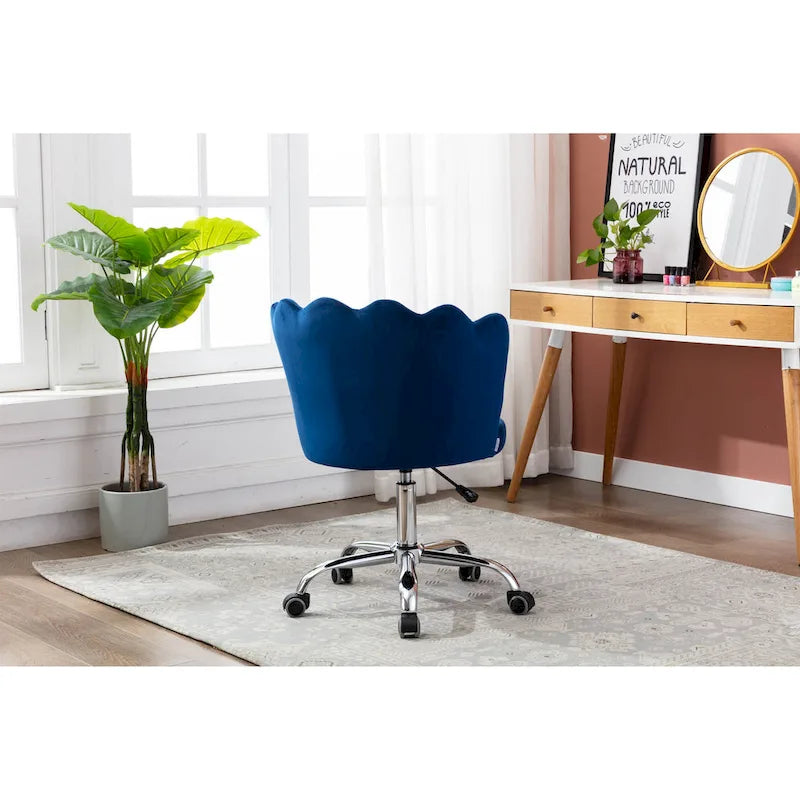 Chaise de bureau pivotante en velours, hauteur réglable, dossier capitonné ergonomique, base dorée, 113 kg, gris/rose/vert/bleu