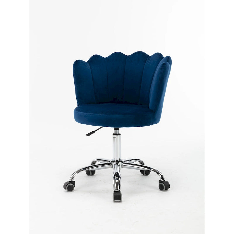 Chaise de bureau pivotante en velours, hauteur réglable, dossier capitonné ergonomique, base dorée, 113 kg, gris/rose/vert/bleu