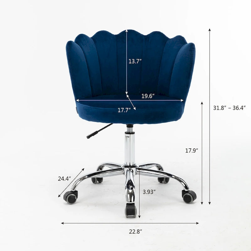 Chaise de bureau pivotante en velours, hauteur réglable, dossier capitonné ergonomique, base dorée, 113 kg, gris/rose/vert/bleu