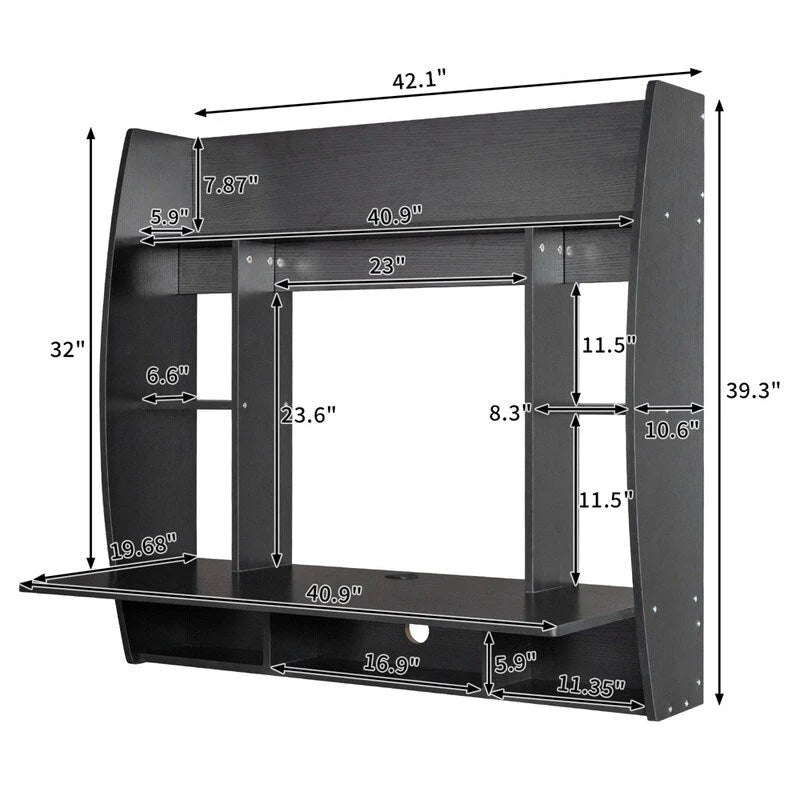 Bureau d'ordinateur mural flottant de 99 cm, aggloméré E1, gain de place, pour bureau à domicile, capacité de 30 kg, noir, bleu, blanc
