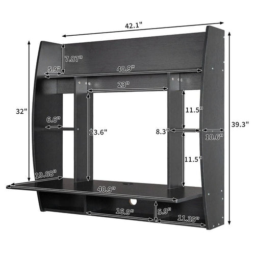 Bureau d'ordinateur mural flottant de 99 cm, aggloméré E1, gain de place, pour bureau à domicile, capacité de 30 kg, noir, bleu, blanc