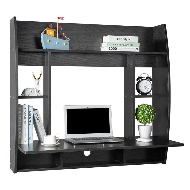 Bureau d'ordinateur mural flottant de 99 cm, aggloméré E1, gain de place, pour bureau à domicile, capacité de 30 kg, noir, bleu, blanc