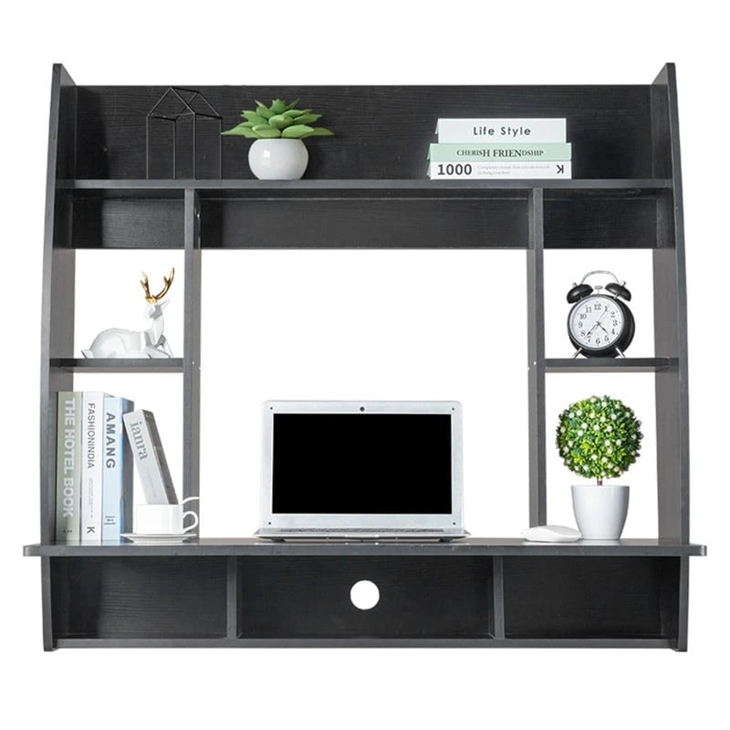 Bureau d'ordinateur mural flottant de 99 cm, aggloméré E1, gain de place, pour bureau à domicile, capacité de 30 kg, noir, bleu, blanc