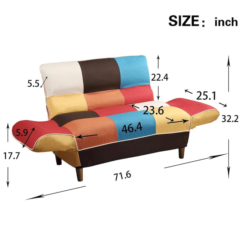 Ensemble canapé et causeuse de style antique, rembourrage touffeté multicolore, pieds en bois massif, capacité de 227 kg, 181,9 cm L.
