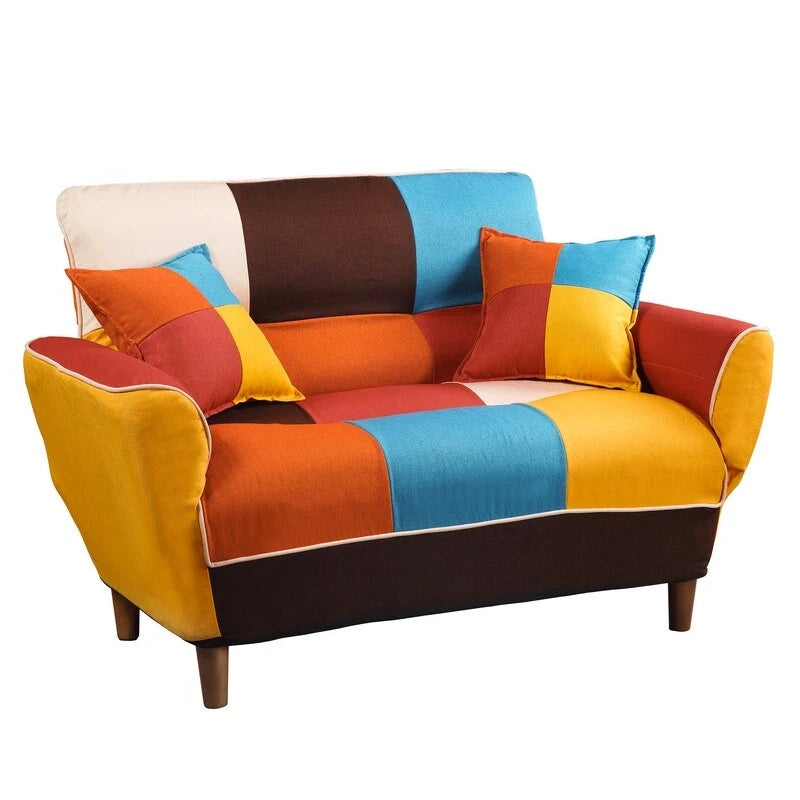 Ensemble canapé et causeuse de style antique, rembourrage touffeté multicolore, pieds en bois massif, capacité de 227 kg, 181,9 cm L.