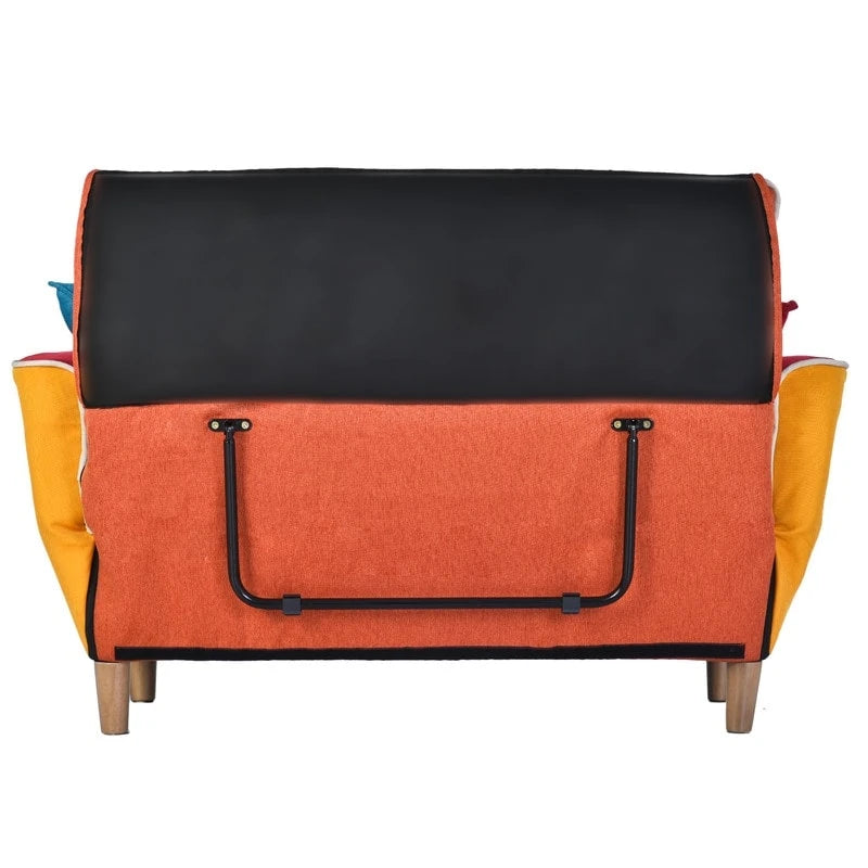 Ensemble canapé et causeuse de style antique, rembourrage touffeté multicolore, pieds en bois massif, capacité de 227 kg, 181,9 cm L.