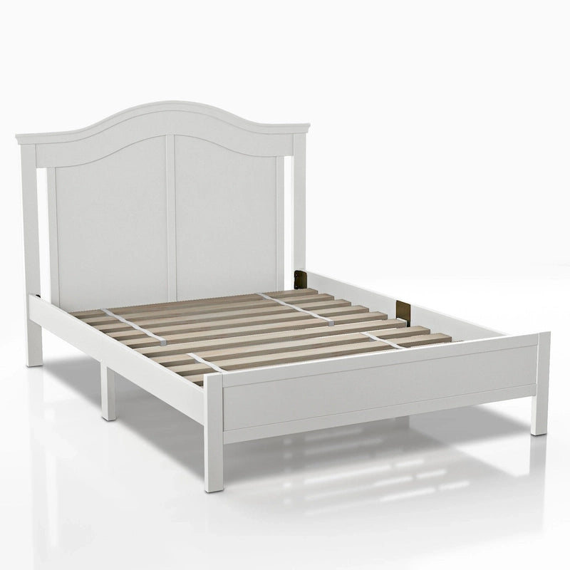 Lit plateforme pleine grandeur, en pin massif, tête de lit cambrée, sans sommier à ressorts, 125 kg, Blanc/Gris