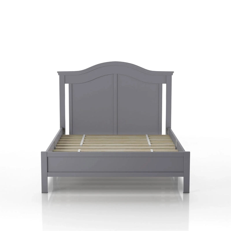 Lit plateforme pleine grandeur, en pin massif, tête de lit cambrée, sans sommier à ressorts, 125 kg, Blanc/Gris