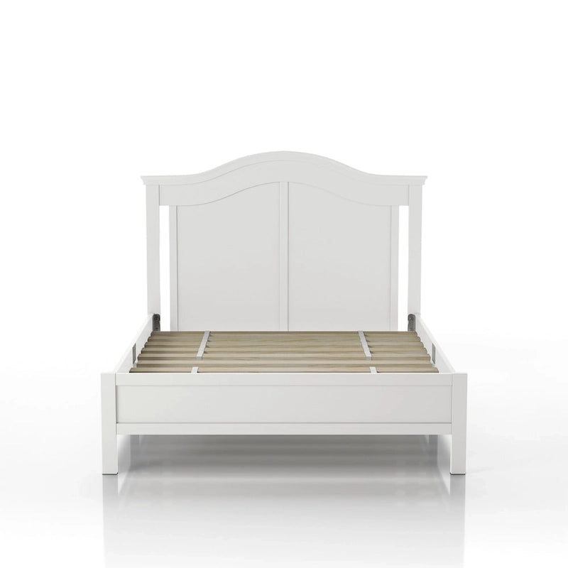 Lit plateforme pleine grandeur, en pin massif, tête de lit cambrée, sans sommier à ressorts, 125 kg, Blanc/Gris