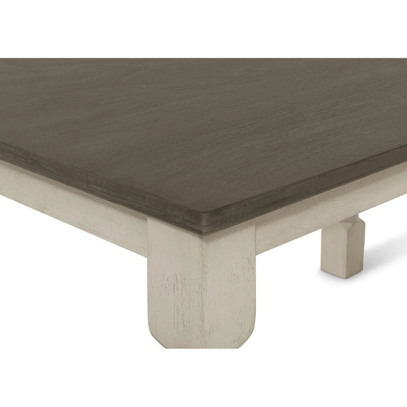 Ensemble de salle à manger 7 pièces Table rectangulaire 6 chaises Bois massif bicolore Dossier à lattes Assises en lin gris Style moderne du milieu du siècle Gris antique