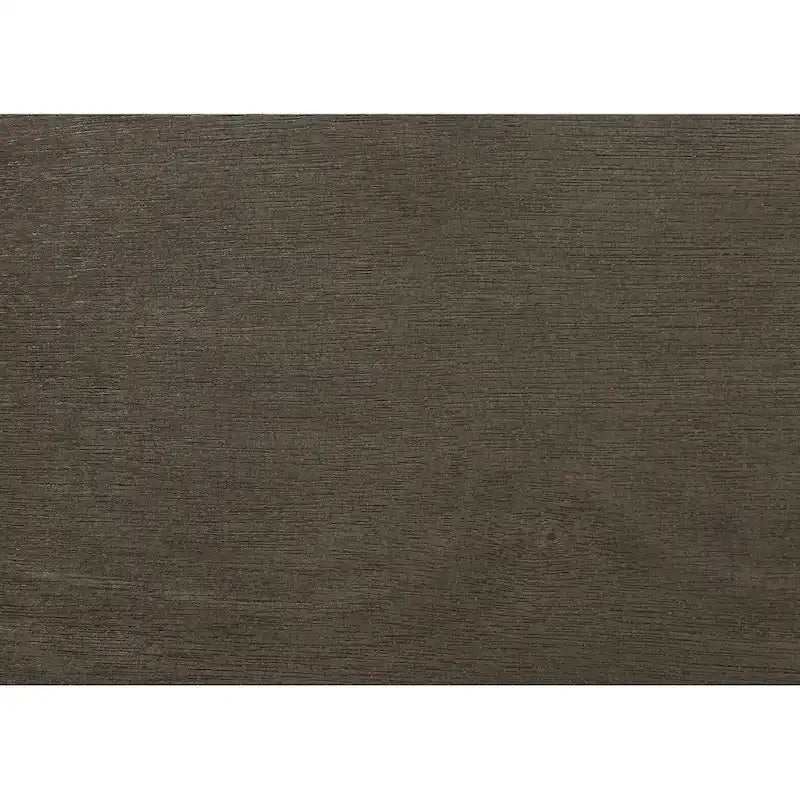 Ensemble de salle à manger 7 pièces Table rectangulaire 6 chaises Bois massif bicolore Dossier à lattes Assises en lin gris Style moderne du milieu du siècle Gris antique