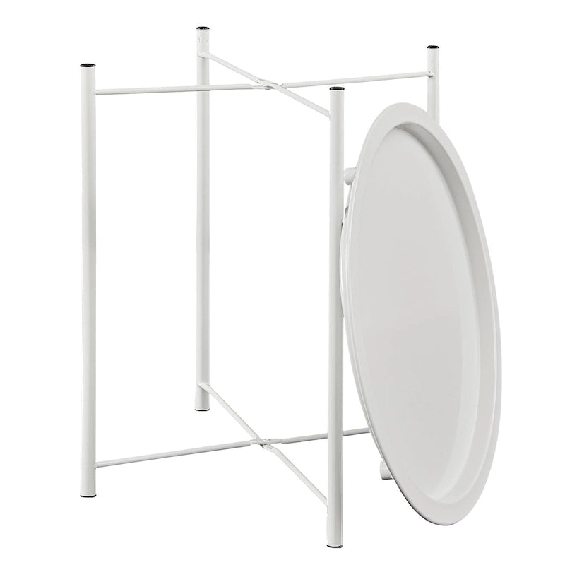 Table d'appoint ronde avec plateau amovible, pieds fuselés en métal, beige, 47 cm de diamètre, lot de 1 ou 2