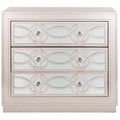 Commode de rangement à 3 tiroirs avec fond miroir, motif guilloché, style Art déco, 81 cm L x 41 cm P x 74 cm H, chêne rustique couleur champagne