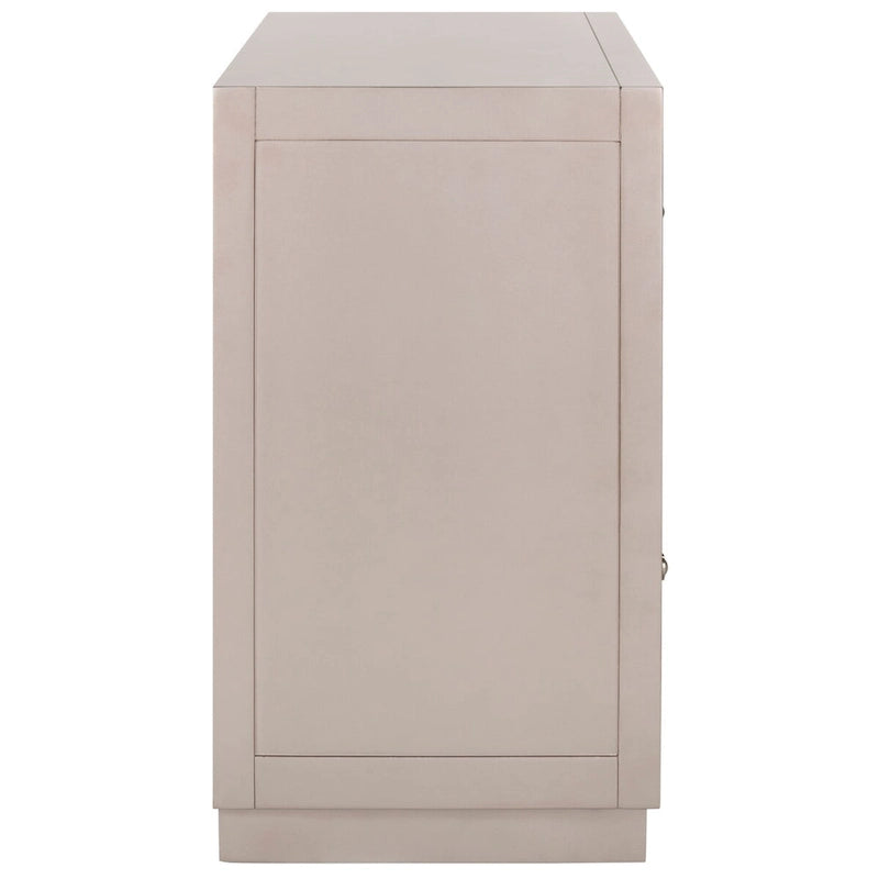 Commode de rangement à 3 tiroirs avec fond miroir, motif guilloché, style Art déco, 81 cm L x 41 cm P x 74 cm H, chêne rustique couleur champagne