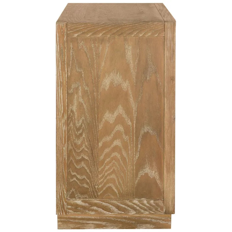 Commode de rangement à 3 tiroirs avec fond miroir, motif guilloché, style Art déco, 81 cm L x 41 cm P x 74 cm H, chêne rustique couleur champagne