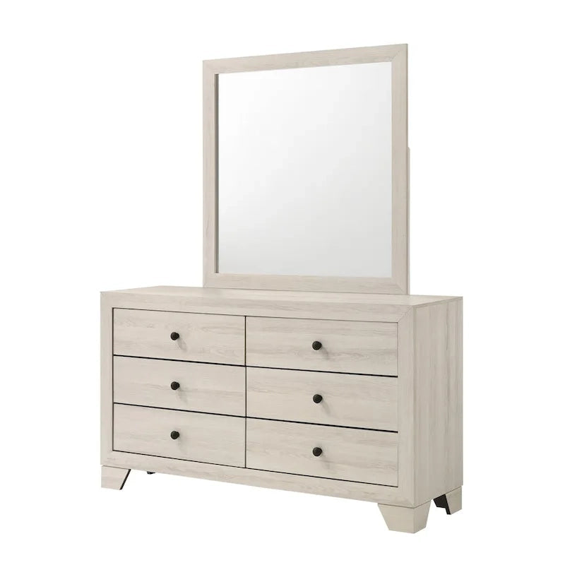 Ensemble de chambre à coucher 4 pièces avec plateforme, blanc, minimaliste moderne, lit + 2 tables de chevet + commode, simple/double/grand/très grand