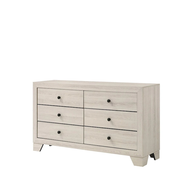 Ensemble de chambre à coucher 4 pièces avec plateforme, blanc, minimaliste moderne, lit + 2 tables de chevet + commode, simple/double/grand/très grand