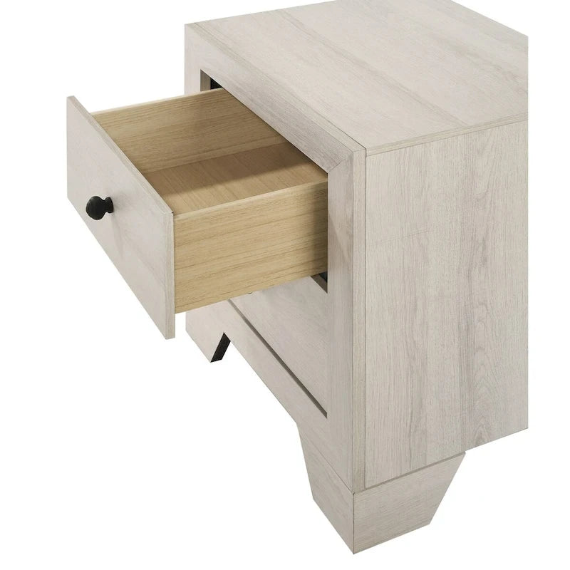 Ensemble de chambre à coucher 4 pièces avec plateforme, blanc, minimaliste moderne, lit + 2 tables de chevet + commode, simple/double/grand/très grand