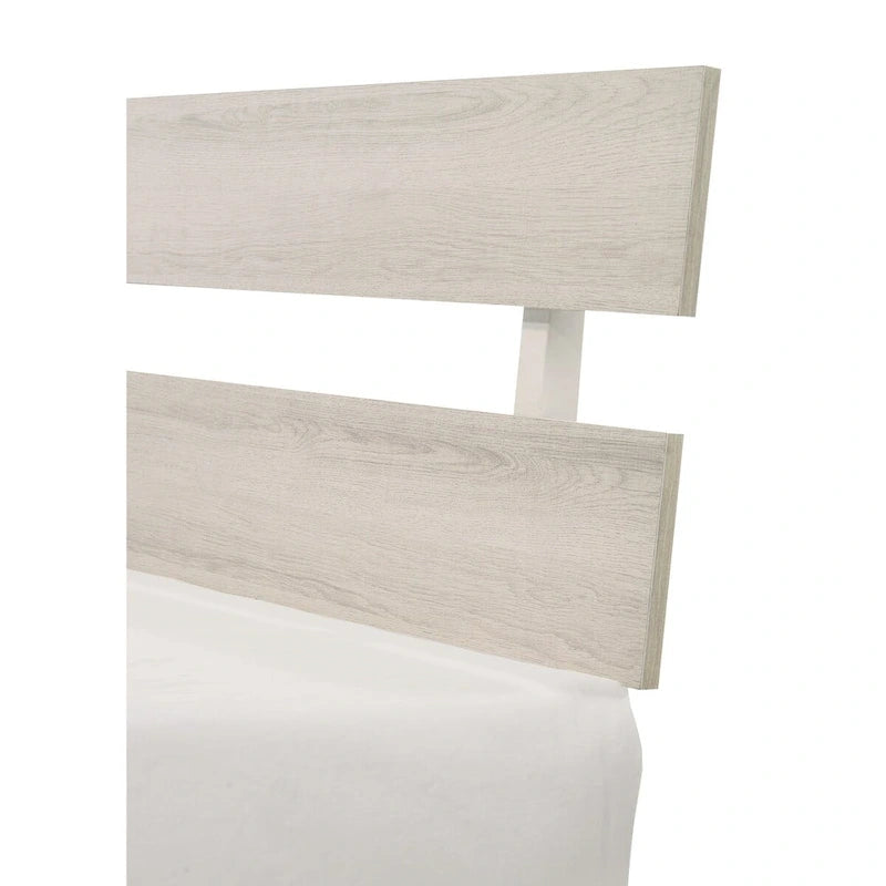 Ensemble de chambre à coucher 4 pièces avec plateforme, blanc, minimaliste moderne, lit + 2 tables de chevet + commode, simple/double/grand/très grand