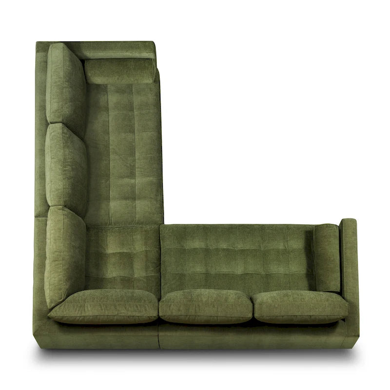 Canapé d'angle, 249x249 cm, Surmatelas en plumes, Cadre en bois séché au four, Velours/Tissu de performance