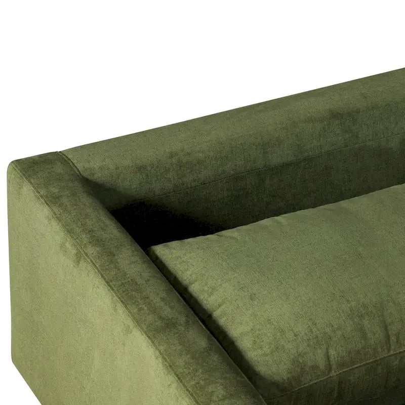 Canapé d'angle, 249x249 cm, Surmatelas en plumes, Cadre en bois séché au four, Velours/Tissu de performance