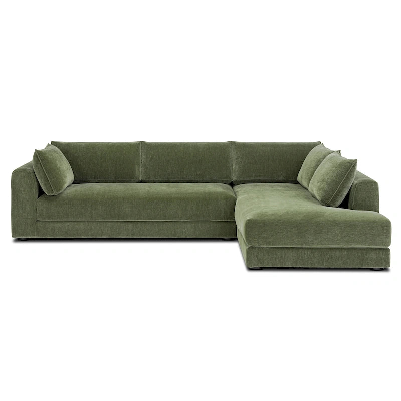 Canapé d'angle en L avec méridienne, cadre en bois dur séché au four, mousse haute résilience, 310 cm de large, orientation gauche/droite