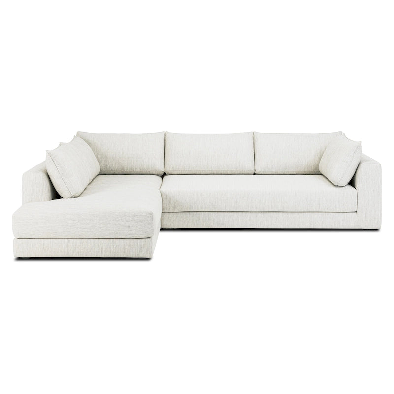 Canapé d'angle en L avec méridienne, cadre en bois dur séché au four, mousse haute résilience, 310 cm de large, orientation gauche/droite