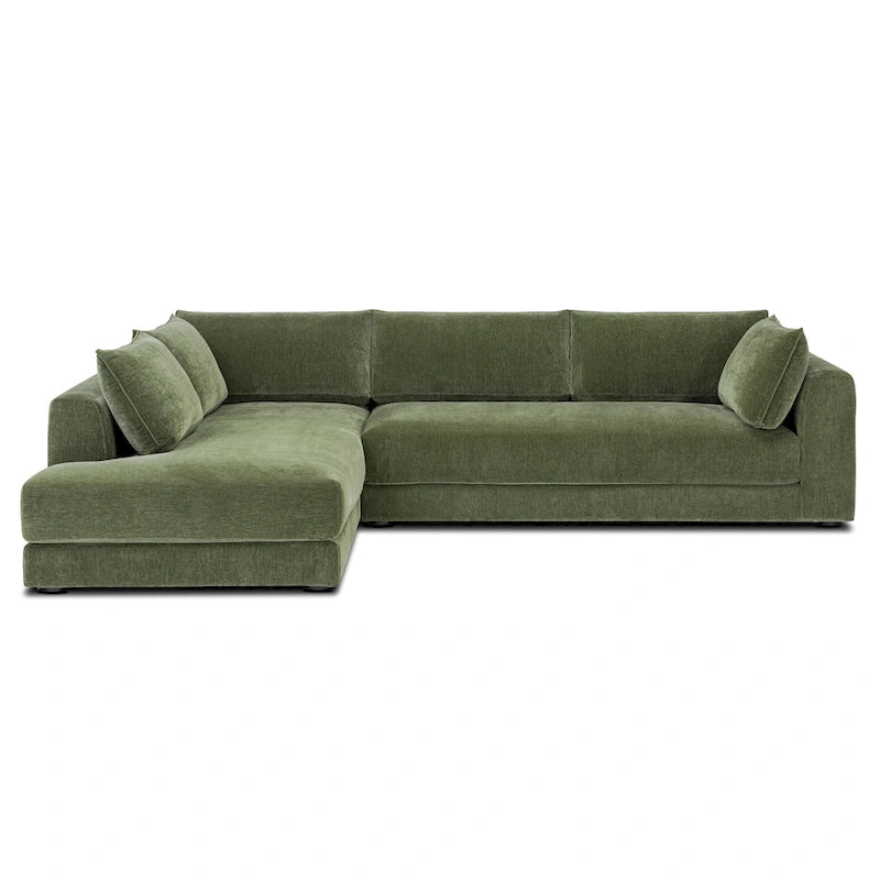 Canapé d'angle en L avec méridienne, cadre en bois dur séché au four, mousse haute résilience, 310 cm de large, orientation gauche/droite