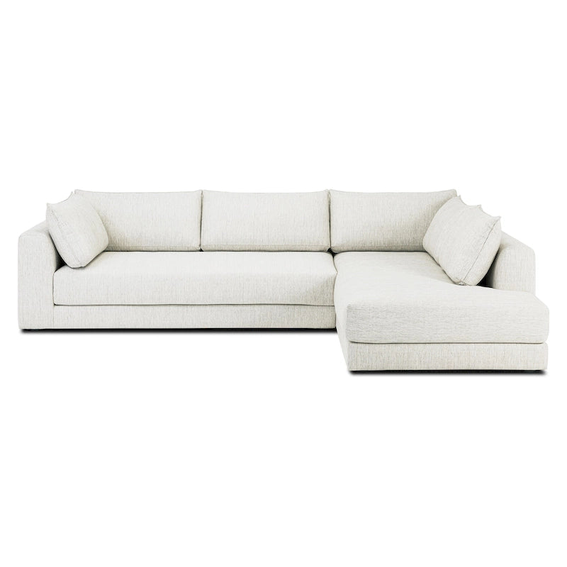 Canapé d'angle en L avec méridienne, cadre en bois dur séché au four, mousse haute résilience, 310 cm de large, orientation gauche/droite