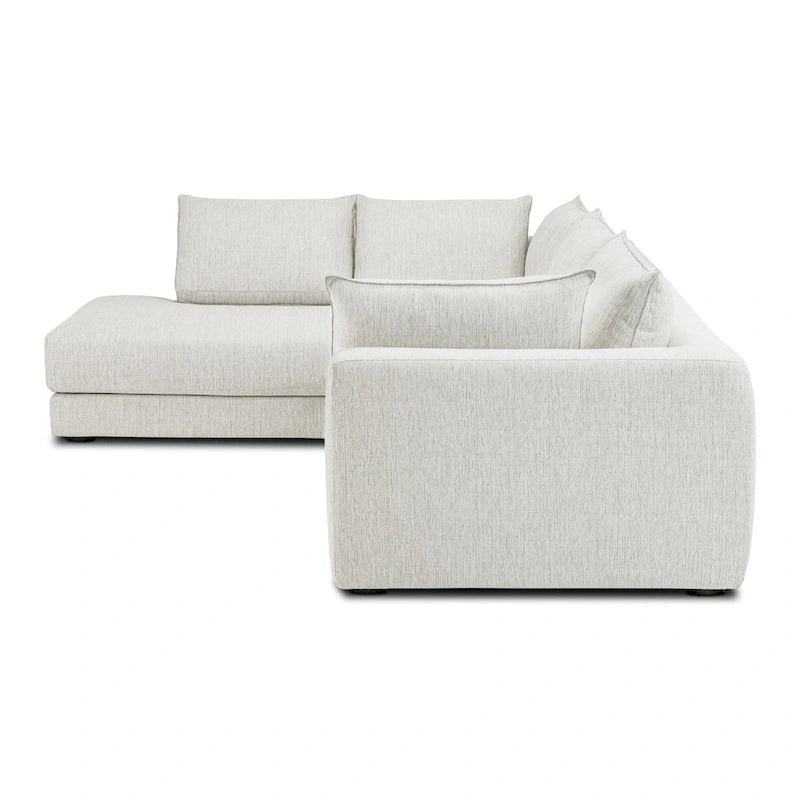 Canapé d'angle en L avec méridienne, cadre en bois dur séché au four, mousse haute résilience, 310 cm de large, orientation gauche/droite
