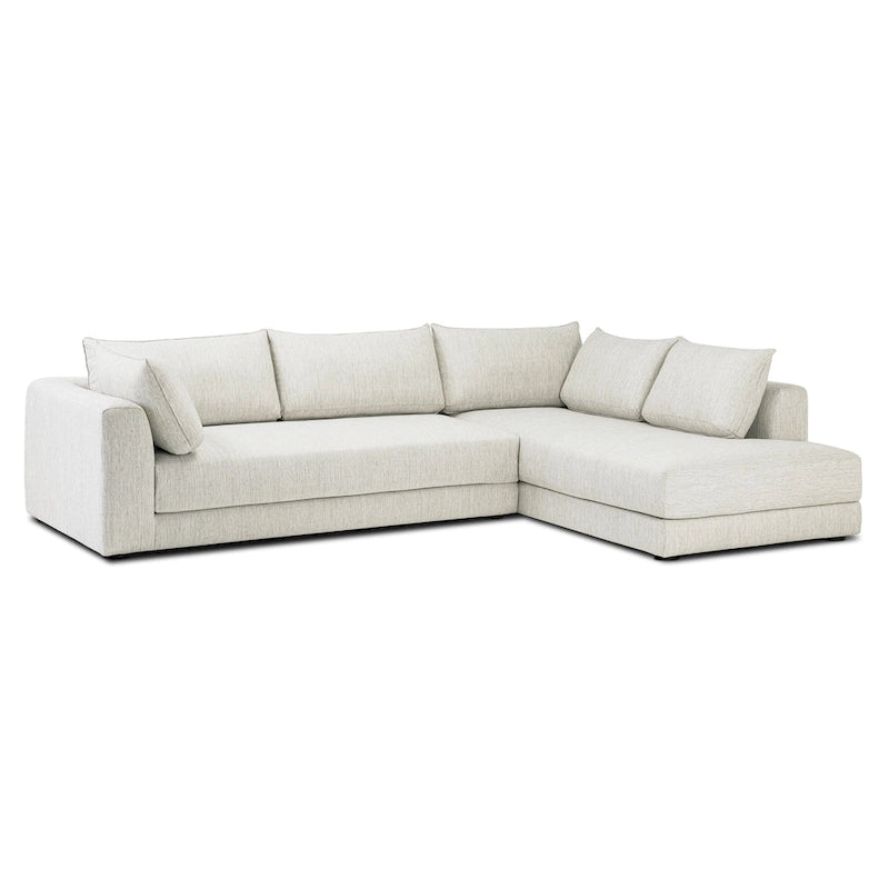 Canapé d'angle en L avec méridienne, cadre en bois dur séché au four, mousse haute résilience, 310 cm de large, orientation gauche/droite