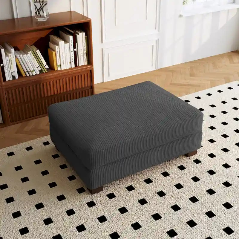 Ottoman rectangulaire en velours côtelé, pieds en bois massif, housse amovible, 400 kg, 106,4 cm (L), 7 couleurs