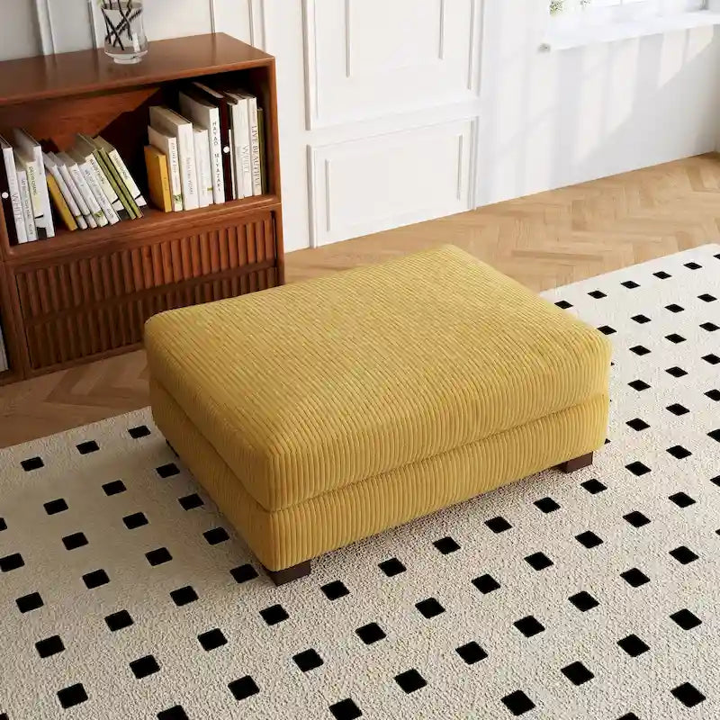 Ottoman rectangulaire en velours côtelé, pieds en bois massif, housse amovible, 400 kg, 106,4 cm (L), 7 couleurs