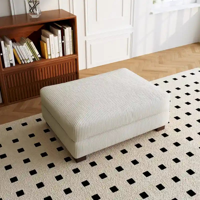 Ottoman rectangulaire en velours côtelé, pieds en bois massif, housse amovible, 400 kg, 106,4 cm (L), 7 couleurs