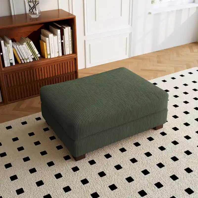 Ottoman rectangulaire en velours côtelé, pieds en bois massif, housse amovible, 400 kg, 106,4 cm (L), 7 couleurs