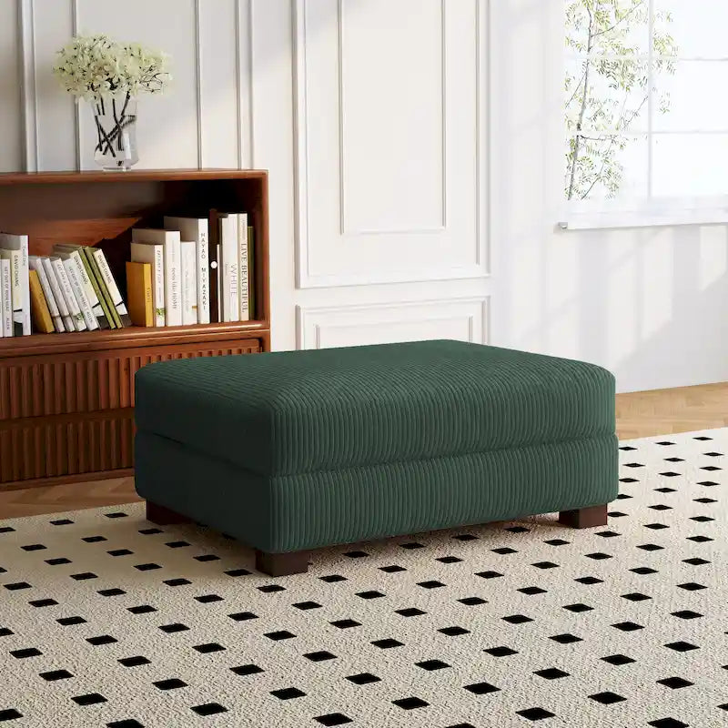 Ottoman rectangulaire en velours côtelé, pieds en bois massif, housse amovible, 400 kg, 106,4 cm (L), 7 couleurs
