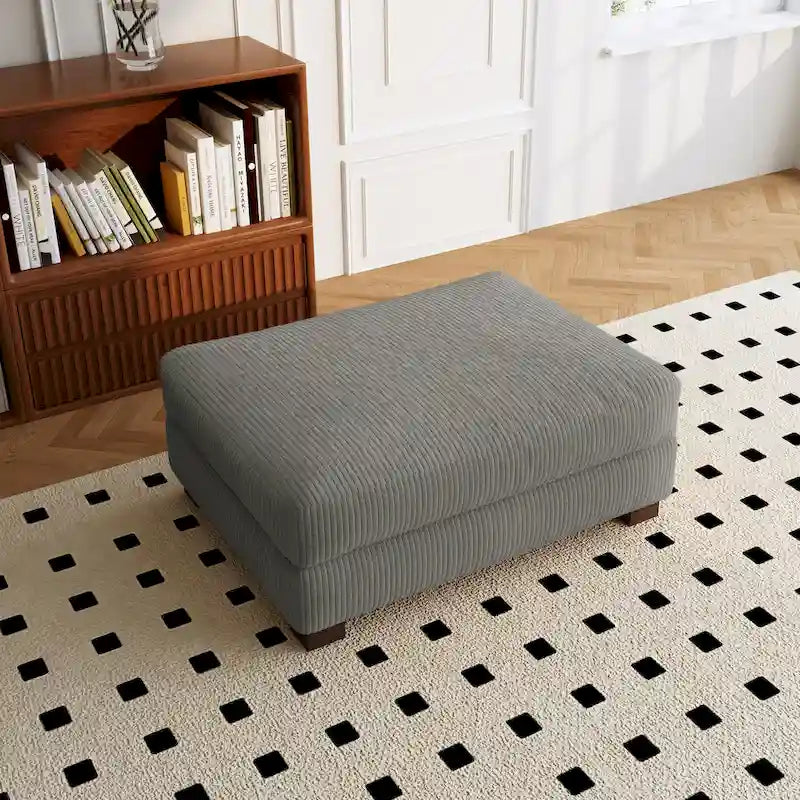 Ottoman rectangulaire en velours côtelé, pieds en bois massif, housse amovible, 400 kg, 106,4 cm (L), 7 couleurs
